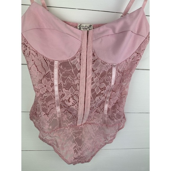 NWOT Free People Lace Night Rhythm Pink Bodysuit SMALL - Picture 5 of 7